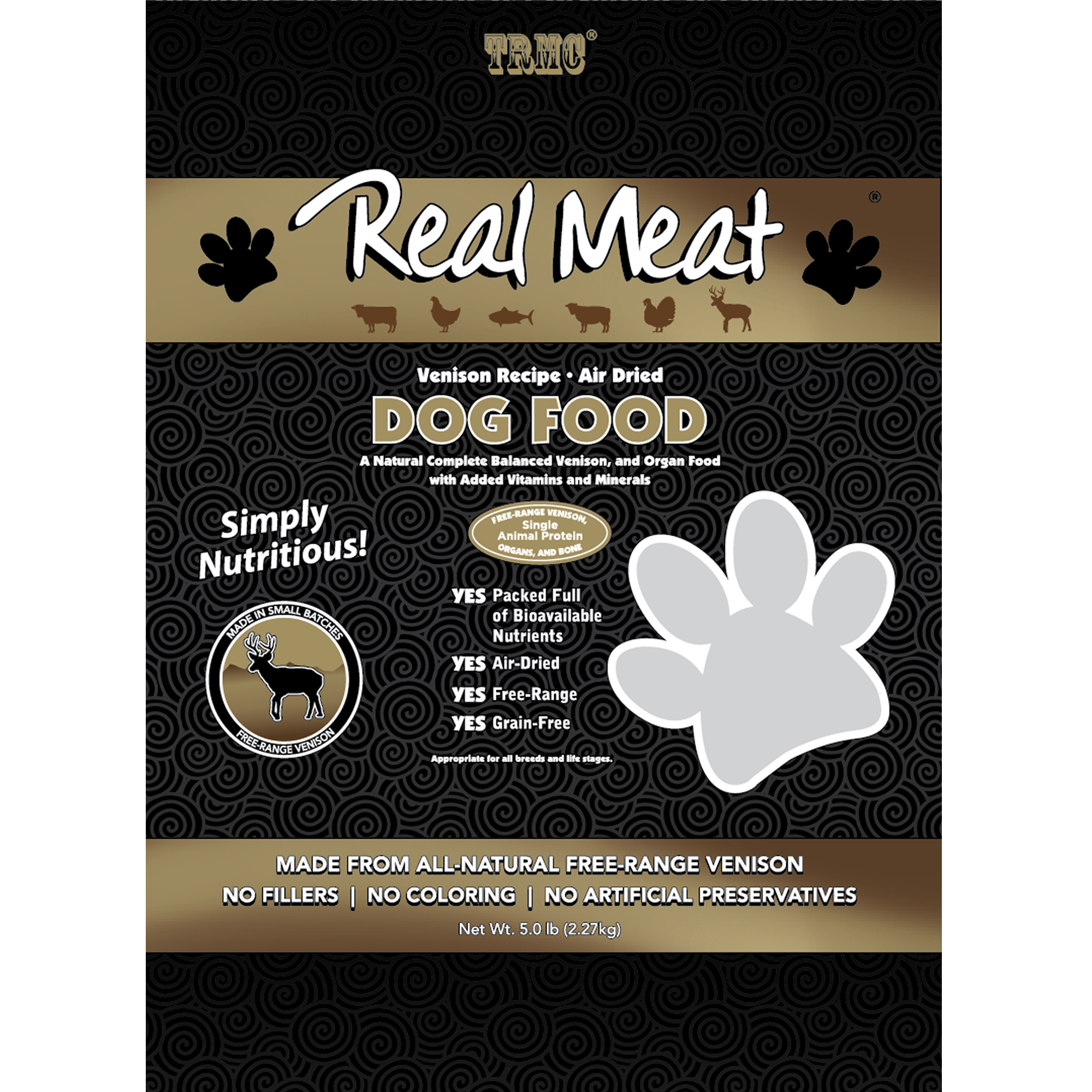 Air-Dried Venison Dog Food 5lb Product Packaging Image