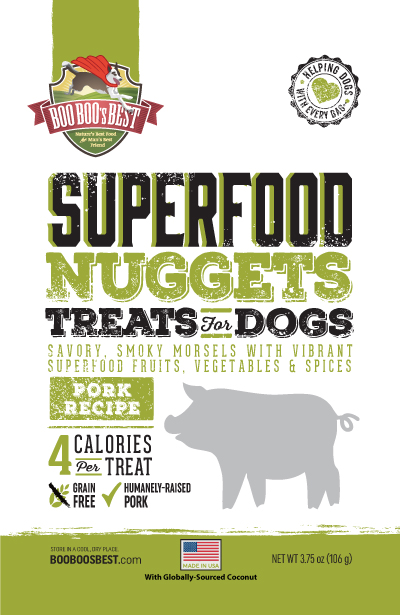 SuperFood Nuggets DOG Treats Pork 3.6oz Product Packaging Image