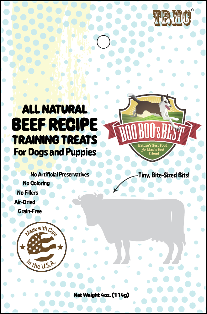 Boo Boo's Best Beef Trainers Dog Treats 4oz Product Packaging Image