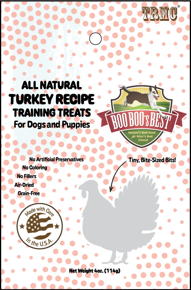Boo Boo's Best Turkey Trainers Dog Treats 4oz Product Packaging Image